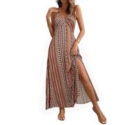 Vestido Fiesta, Verano Mujer Vestidos Vestido Largo Mujer Fiesta Vestidos Largo De Verano para con Estampado Floral Escote En V Sin Mangas Y Aberturas Estilo Bohemio Ideal para La Playa De Veranos