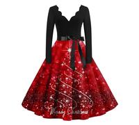 Vestido flapper con estampado de Halloween elegante vestido de cóctel de manga larga retro (beige, M)