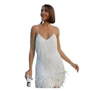 Vestido Flecos Vestido Veraniego con Lentejuelas y Patchwork, Colorido, sin Mangas, for Mujer, Venta Directa de Amazon para Mujer(White,S)