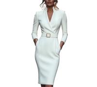 Vestido Floral De Verano Vestido de Cintura Estilo fragante pequeño Temperamento francés otoño for Mujer para Mujeres(White,S)