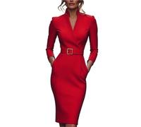 Vestido Floral De Verano Vestido de Cintura Estilo fragante pequeño Temperamento francés otoño for Mujer para Mujeres(Red,XL)