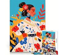 Vestido Floral Latino,ilustración de Arte Minimalista,Rompecabezas de 1000 Piezas para Adolescentes,Recuerdo,Poder,Escape Sereno,Bordes precisos,Regalo de cumpleaños (38x26cm)