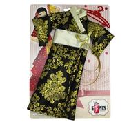 Vestido Geisha muñeca Folk Artesanía Kimono japonés Negro y Dorado para muñecas colección Sintra, Simona, Mari's, Pepa's o Naia 41 cm.