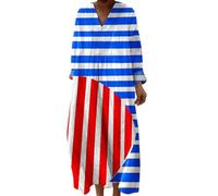 Vestido genérico de verano para mujer medio largo fluido elegante camisa vestidos de manga larga holgados casuales una línea impresa flores vestidos cuello en v redondo bohemio vestido de noche para