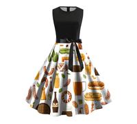 Vestido genérico Dirndl de cerveza de verano para mujer, disfraz de festival, juego de rol y vestido, chaleco tradicional sin mangas Dirndl corto con delantal, blanco, XXL