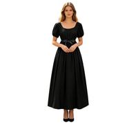 Vestido genérico medieval femenino renacentista estilo gótico victoriano vestido largo plisado traje reina princesa vintage elegante para Halloween Cosplay teatro noche temático, Negro , L