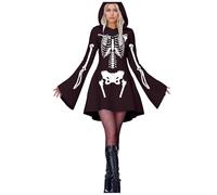 Vestido gótico de Halloween para mujer, corto, con capucha, manga larga, disfraz de bruja, disfraz de vampiro, vestido de fiesta, vestido medieval con capucha, vestido de una línea A, vestido de bruja