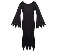 Vestido gótico de Halloween para niñas, talla XL, vestido negro con bordes dentados, disfraz de bruja vampiro para niños