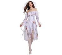 Vestido gótico de sirvienta para mujer, disfraz de Halloween para mujer, espectáculo escénico, vestido, trajes, ropa Coskidz para hombre, color morado, soporte en H, cosplay, traje (blanco, XL)