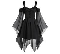 Vestido Gotico Mujer 2025 Disfraz Diablo Halloween De CóCtel GóTico Noche Con Ribete Bruja Adulta Encaje Disfraces Originales Fiesta Cosplay Victoriano