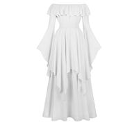 Vestido Gotico Mujer 2025 GóTico De Bruja Corsé Para Halloween Noche Con Ribete Novia Fantasma Ropa Punk Disfraz Corto Victoriano
