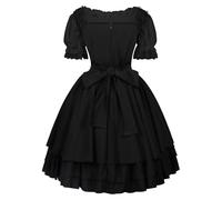 Vestido Gótico Mujer Vestido Lolita Mujer, Cintura Sujeta Con Cordones Combinado Con Una Camisa De Manga Abullonada Con Cremallera Retro Malvada Oscuro Vestidos Vampiro Para Halloween Carnaval
