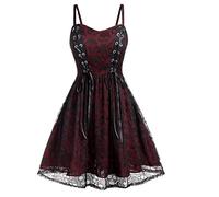 Vestido gótico para Las Mujeres más tamaño de Halloween de Malla de Encaje sin Mangas Camisola Mini Vestidos (M, Z3)