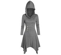Vestido gótico para mujer con capucha medieval vintage victoriana irregular dobladillo manga larga con capucha Cosplay corte renacentista carnaval Steampunk vestido retro de moda vestidos