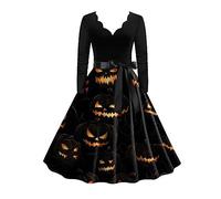 Vestido gótico para mujer, cuello en V, elegante, vestido de noche, estampado gráfico, informal, fiesta, fiesta, vestido largo de manga larga, Audrey Hepburn, vestido maxi informal, ajustado, vestido