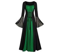 Vestido gótico para mujer, tallas grandes, vestido medieval de encaje vintage, vestido de ceremonia de manga Dolman con hombros descubiertos, ropa medieval victoriana para Halloween