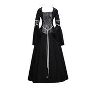 Vestido gótico para mujer, vampiro, medieval, maxivestido para mujer con capucha, vestido renacentista con capucha, manga trompeta, fiesta de brujas, Halloween, disfraz, carnaval, bruja, cosplay