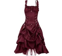 Vestido gótico para mujer vintage, steampunk, vestido de tirantes para mujer, vestido punk con volantes, palacio medieval, princesa, vestido de fiesta para mujeres, Halloween, carnaval, fiesta