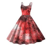 Vestido Halloween Mujer, Disfraz Halloween Mujer Adulta, Sin Mangas Sexy Corset Murcielago Telaraña Ensangrentado Impresión Falda Diablo Estilo Victoriana Corte Mascarada Cóctel Falda Para Carnaval