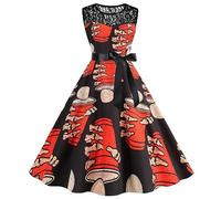 Vestido Halloween Mujer, Vestido Audrey Hepburn, Hombros Descubiertos Medieval Hepburn Oscuro Retro Impresión Elástica Falda Estilo Gótico Vampiro Novia Plisada Vintage Castillo Fiesta Vestidos