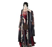 Vestido Hanfu de talla grande 4XL for mujer, estilo chino de la dinastía Tang, bordado vintage, negro y rojo, traje de fiesta(Black Black set,M)