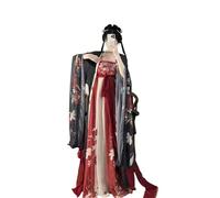 Vestido Hanfu de talla grande 4XL for mujer, estilo chino de la dinastía Tang, bordado vintage, negro y rojo, traje de fiesta(Black red set,M)