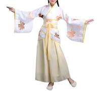 Vestido Hanfu Tradicional Chino para Niños, Traje De Baile Hanfu, Disfraz De Escenario Actuación Antiguo, Vestido Princesa Elegante,Disfraz Geisha Niña para Carnaval (A02-Light Yellow, 6-7Years)