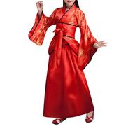 Vestido Hanfu Tradicional Chino para Niños, Traje De Baile Hanfu, Disfraz De Escenario Actuación Antiguo, Vestido Princesa Elegante,Disfraz Geisha Niña para Carnaval Cosplay (A01-Red, 8-9Years)