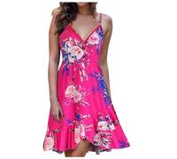 Vestido Hawaiano Mujer Impreso, Vestido De Playa De Mujer Sin Mangas Cuello En V Casual Elegante Y Elegantes Correas De Espagueti Vestido De Corte Delgado Cómodo Clásicos De Todos Los Días Streetwear