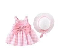 Vestido Infantil con Sombrero Coordinado Estilo Cuadros y para Niñas Elegante Sin Mangas De NiñA para Fiesta Mallas Cortas Vestidos Nina