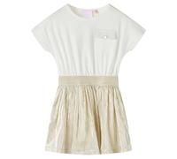 Vestido Infantil de Manga Corta Ropa de Niños Escote Redondo Color Crudo 128