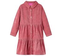 Vestido Infantil de Manga Larga Ropa con Cuello de Camisa Pana Rosa Palo 128