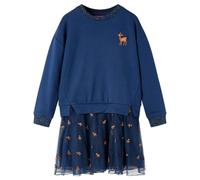 Vestido Infantil de Manga Larga Ropa de Niños Cuello Redondo Azul Marino 104