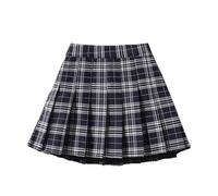 Vestido Infantil Femenino Falda Escolar Plisada con Estampado de Cuadros y Mallas Integradas para Niñas (Navy, 6-12 Months)