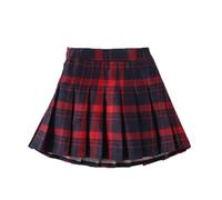 Vestido Infantil Femenino Falda Escolar Plisada con Estampado de Cuadros y Mallas Integradas para (Red, 6-12 Months)