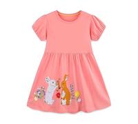Vestido Informal de Algodón para Niñas Temporada Primavera Verano con Manga Corta Ideal para Jugar y Proteger del Sol Edades 2 a 7 Años (1-2 Years)