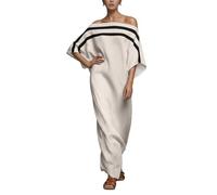 Vestido Informal de Verano para Mujer con diseño de Hombros Descubiertos y Mangas murciélago en Corte Holgado Estilo Resort Elegancia Natural Que No Pasa Desapercibida