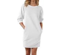 Vestido Informal Femenino para Oficina y de Ocio en Exteriores con diseño versátil para Temporadas cálidas y transiciones estacionales de Uso Diario práctico y Elegante combinación (White, XL)