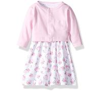 Vestido informal Luvable Friends para ni?as y c?rdigan con estampado floral rosa, talla 5T (EE. UU.)
