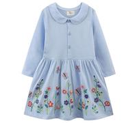 Vestido Invierno Manga Larga Algodón Bordado para Niñas 2-8 Años Cumpleaños Partido Halloween Carnaval Fiesta Navidad Disfraz de Baile Fresa Vestido Chica Flor Boda