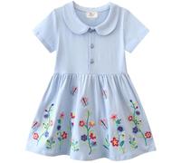 Vestido Invierno Manga Larga Algodón Bordado para Niñas 2-8 Años Cumpleaños Partido Halloween Carnaval Fiesta Navidad Disfraz de Baile Fresa Vestido Chica Flor Boda