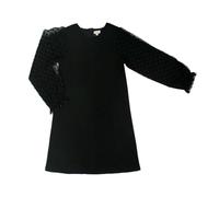 Vestido Invierno Manga Larga de Tul con Detalles de Estrellas | Vestido Negro para Niñas 3-14 Años (FR/ES, Edad, 7 años, 8 años, Regular)