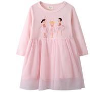 Vestido Invierno Manga Larga Tul Algodón Bordado para Niñas 2-8 Años Cumpleaños Partido Halloween Carnaval Fiesta Navidad Disfraz de Baile