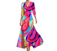 Vestido Invitada Boda Fiesta Elegantes Boho Vestido Largo Mujer Verano Elegante Manga Larga Ceremonia Coctel Ropa Fiesta Playero Casual Dresses for Women(Multicolor,S)