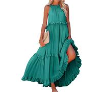 Vestido Invitada Boda Fiesta Elegantes Boho Vestido Largo Mujer Verano Elegante Sin Mangas Coctel De Graduación Ropa Fiesta Sexy Algodon Dresses for Women(Verde del ejército,XXL)