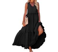 Vestido Invitada Boda Fiesta Elegantes Elegante Vestidos Verano Mujer 2025 Boho Sin Mangas Coctel De Graduación Ropa Fiesta Sexy Primavera Prom Dress(Negro,M)