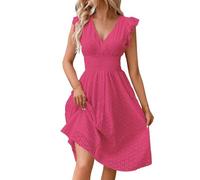 Vestido Invitada Boda Fiesta Elegantes Fiesta Ropa Mujer Verano 2025 Vestido Elegante Sin Mangas Invitada Boda De Graduación Ropa Boho Primavera Tallas Grandes Dresses for Women(Rosa Fuerte,M)