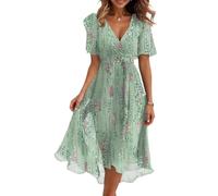 Vestido Invitada Boda Fiesta Elegantes Fiesta Vestido Largo Mujer Verano Boho Manga Corta Ceremonia Coctel Ropa Elegante Novia Tallas Grandes Dresses for Women(Verde Menta,XXL)