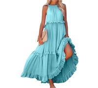 Vestido Invitada Boda Fiesta Elegantes Fiesta Vestidos Verano Mujer 2025 Elegante Sin Mangas Invitada Boda De Graduación Ropa Boho Algodon Primavera Dresses for Women(Azul Claro,XL)