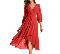 Vestido Invitada Boda Vestidos Elegantes Mujer Mangas Largas Civil Ceremonia Tallas Grandes Trajes Chic Tallas Grandes Vestir Invierno Coctel Novia Ropa Ofertas Flash del Dia Hoy 2#azafrán S